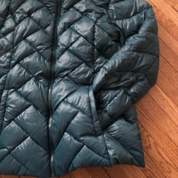 LONDON FOG Light weight packable down coat womens medium teal removable hood - Picture 4 of 9